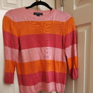 Lauren Ralph Lauren Women's Sweater in Pink and Orange Stripes